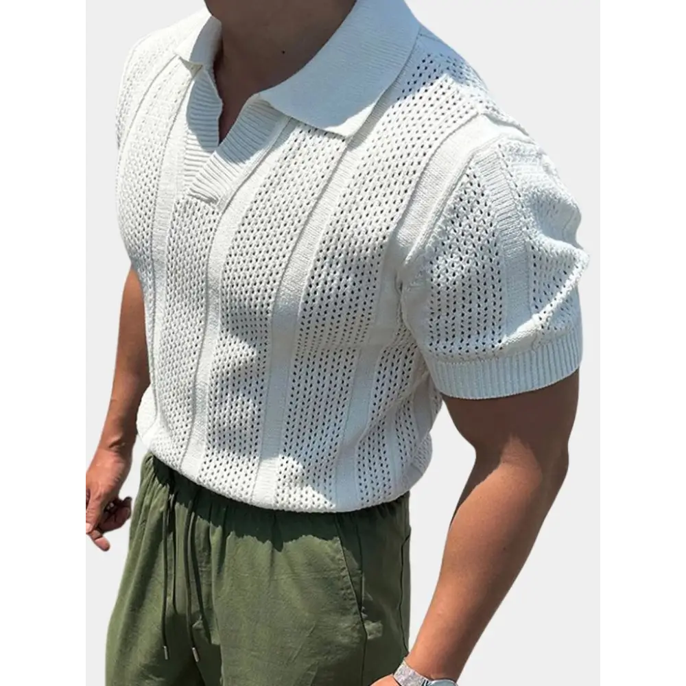Textured Cable Knit Polo