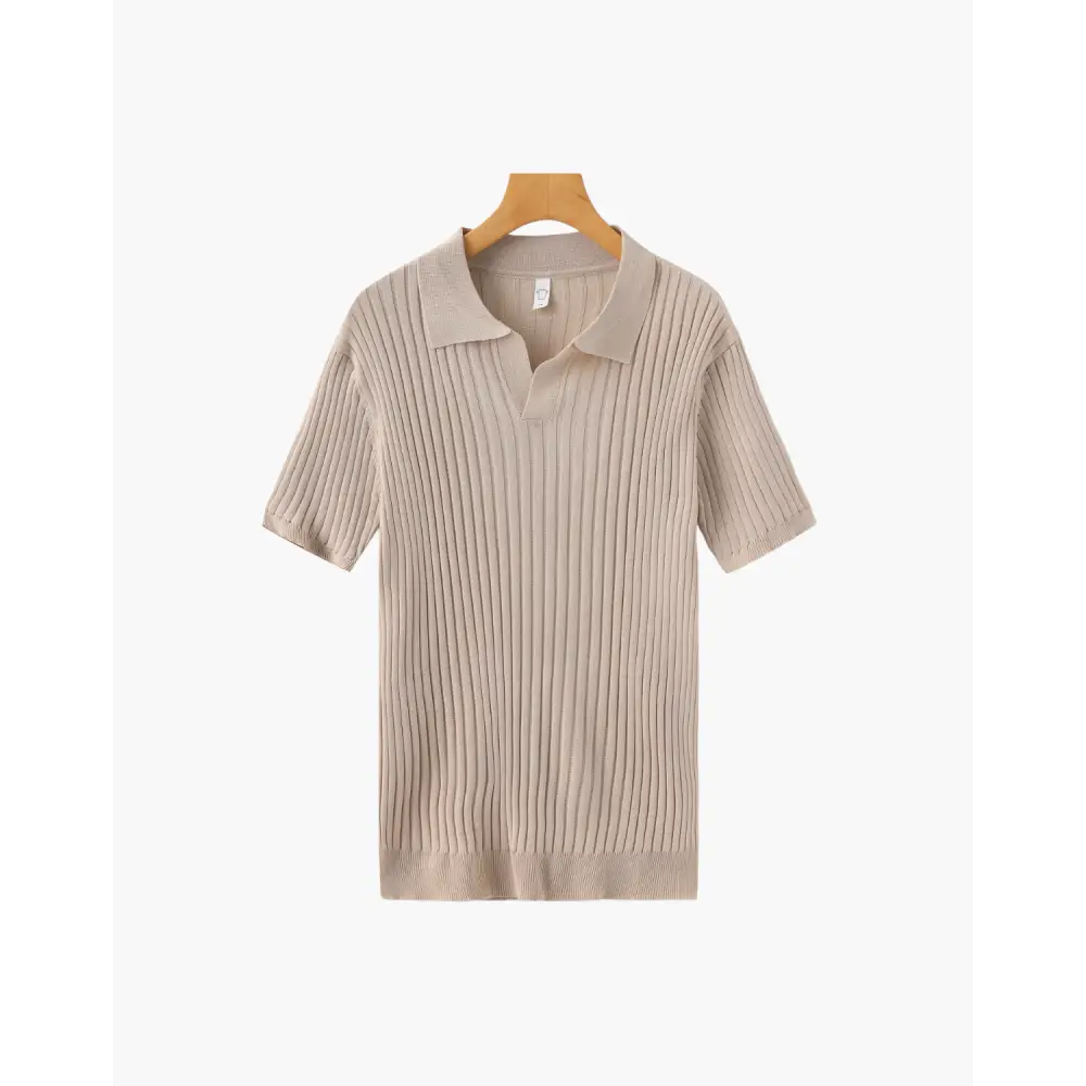 Textured Knit Polo - Beige / S