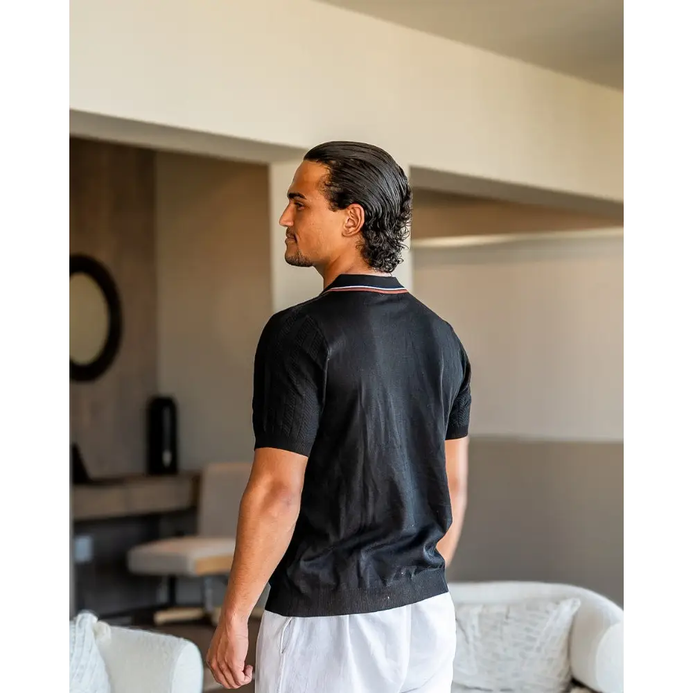 Textured Knit Polo Shirt