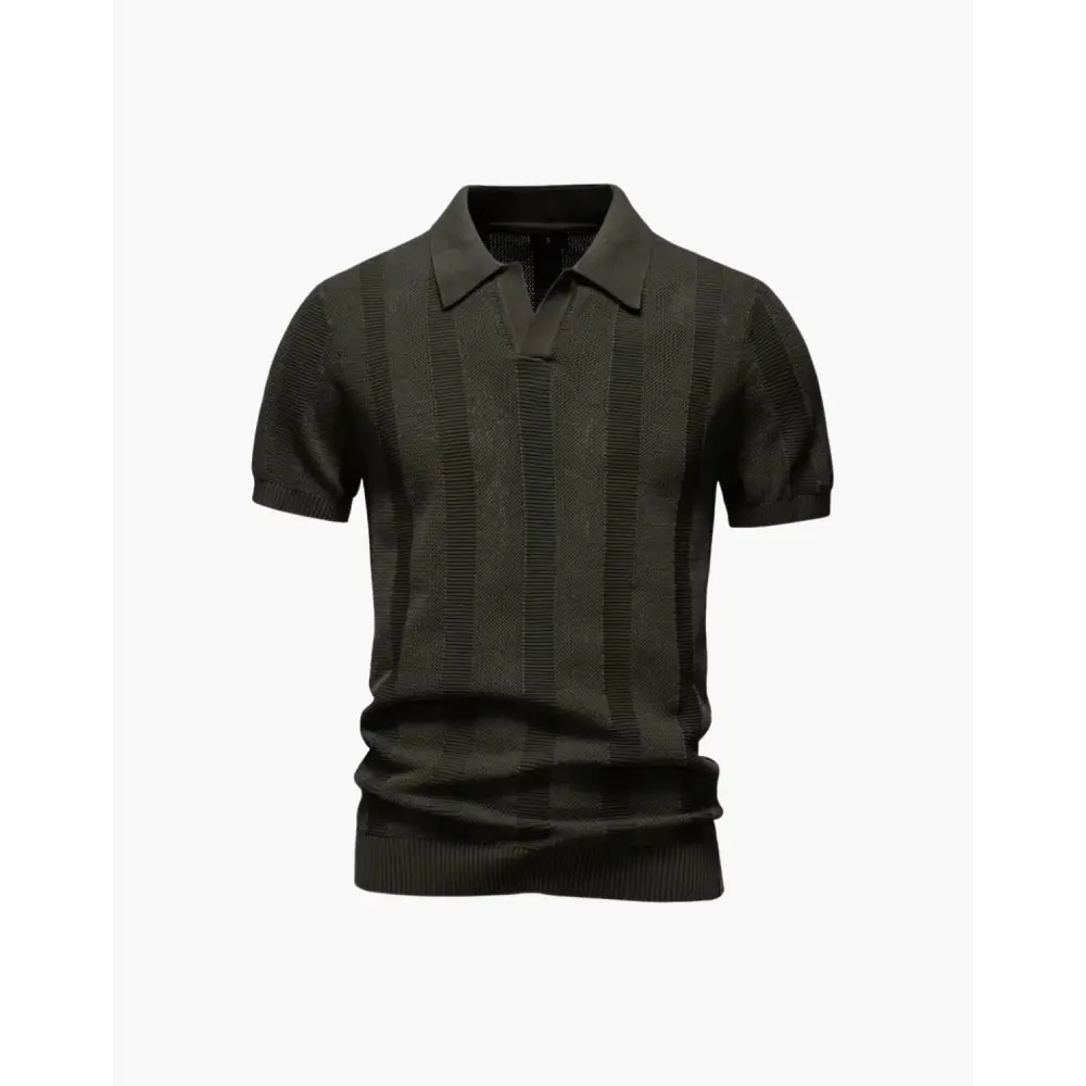Textured Knit Polo Shirt - Dark Pine / XS