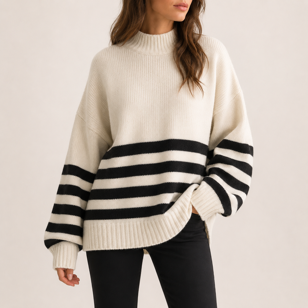 Cream Stripe Sweater - One size