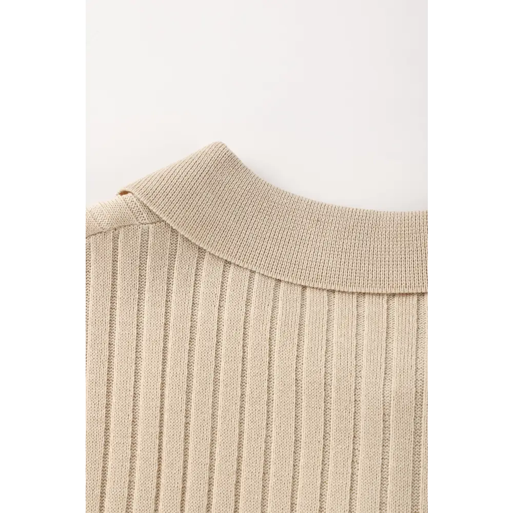 V-Neck Ribbed Knit Polo
