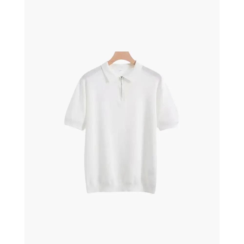Valencia Zip Polo Shirt - White / S