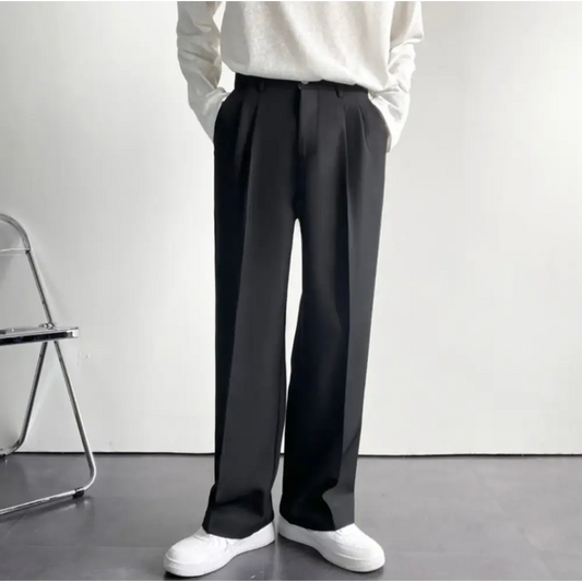Wide-Leg Relaxed Trousers - Black / S