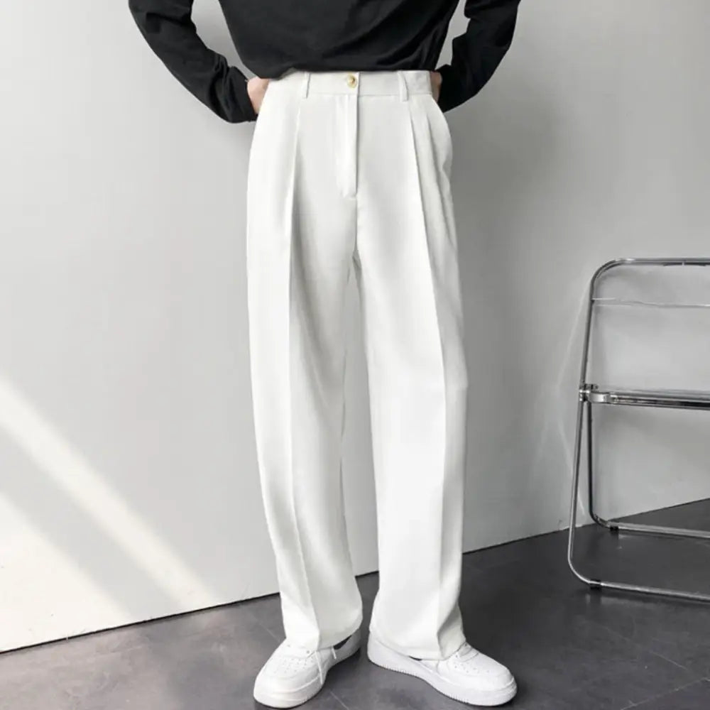 Wide-Leg Relaxed Trousers - White / S