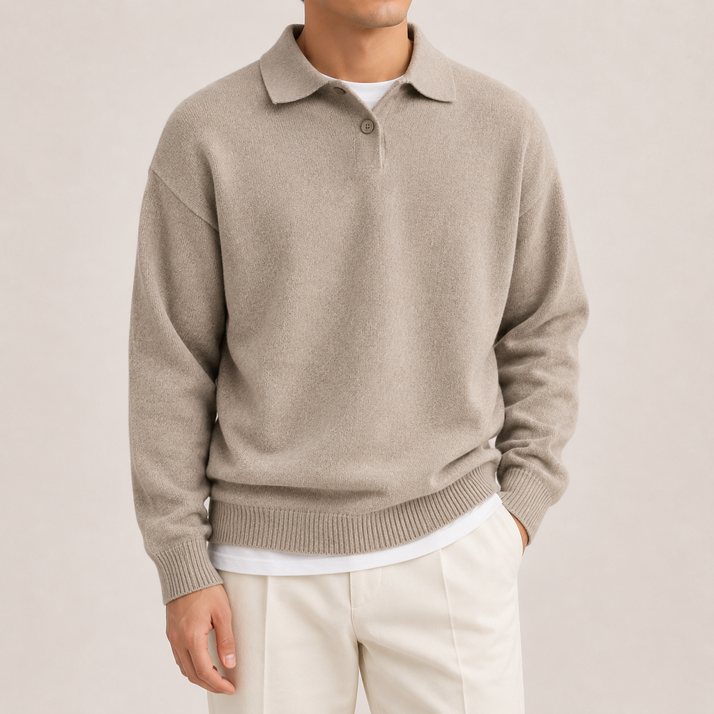 Heritage Half-Zip Wool Knit - Beige S
