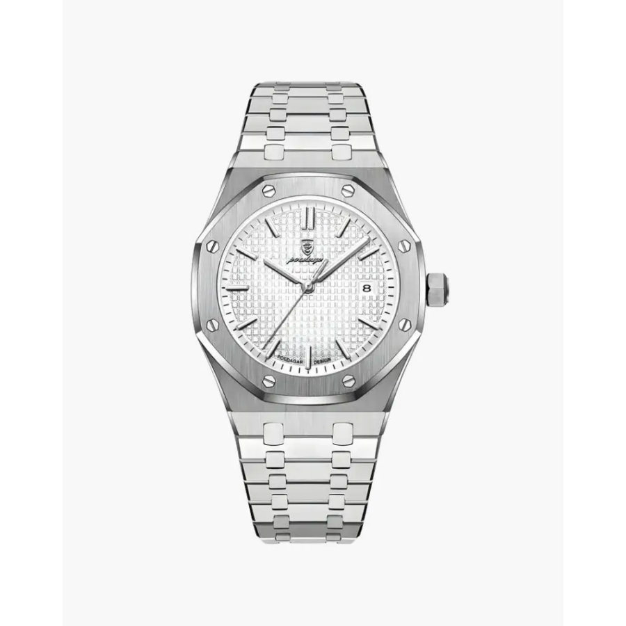 Silver dial Aegean Classic watch date display refined design