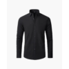 Ashford tailored full sleeve shirt in black, front view on model