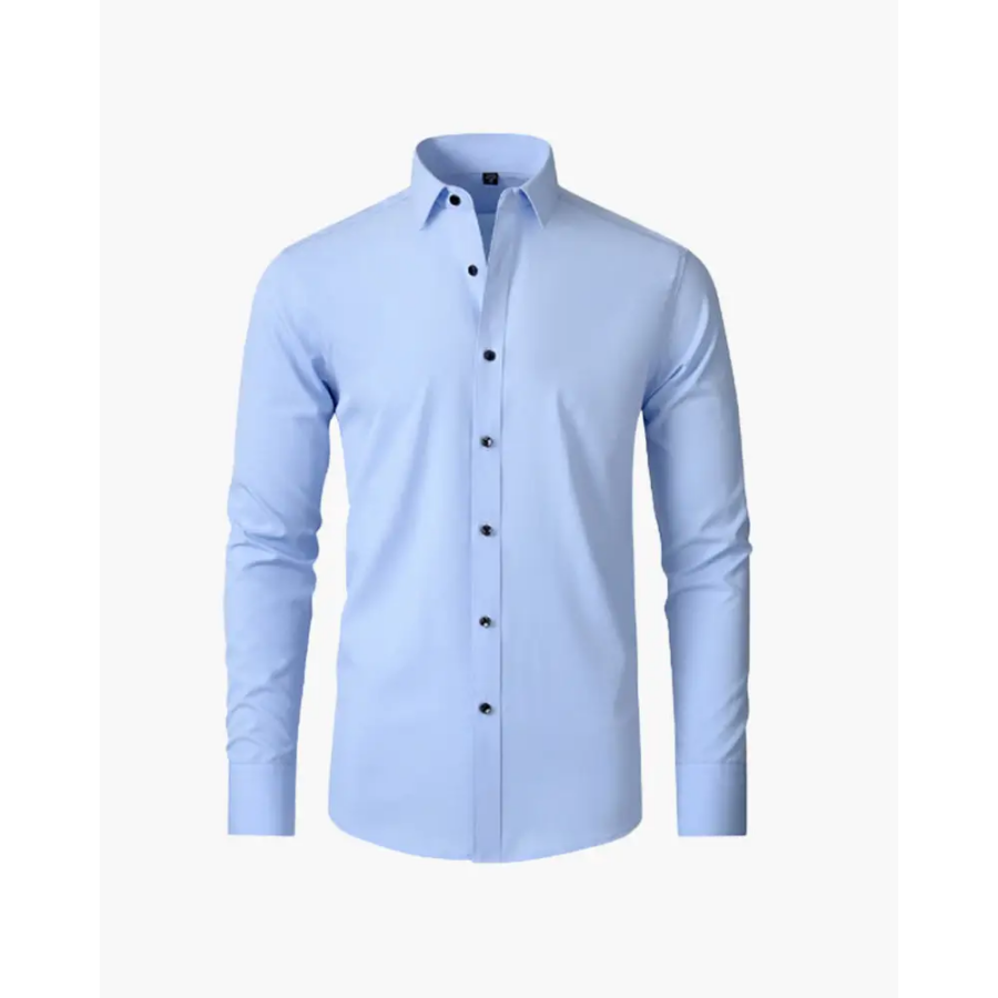 Ashford tailored full sleeve shirt in blue, side profile showing fit