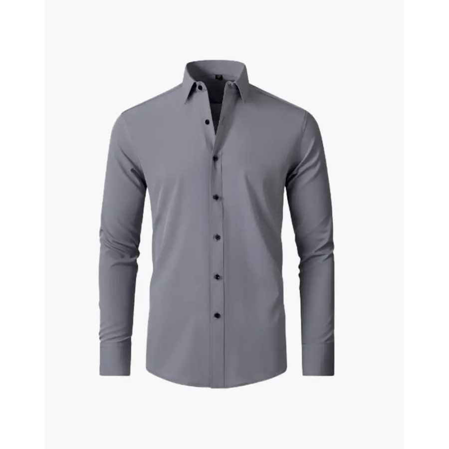 Ashford tailored full sleeve shirt in gray, flat lay showing fabric texture