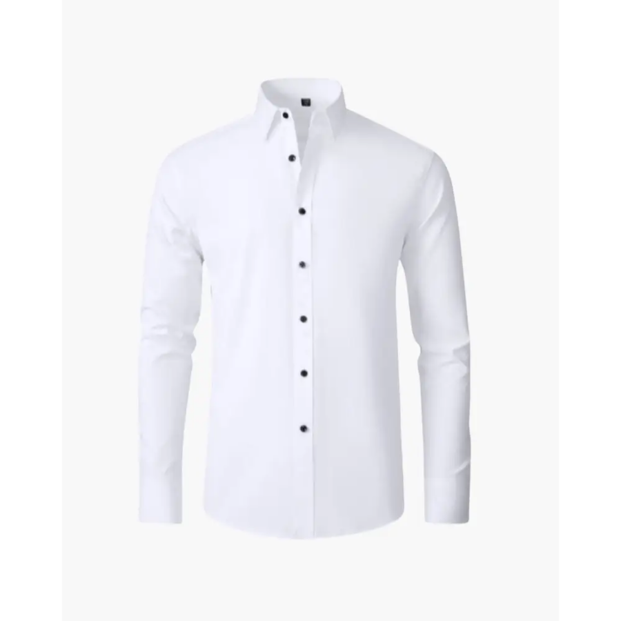 Ashford tailored full sleeve shirt in white, detail of single-needle seams