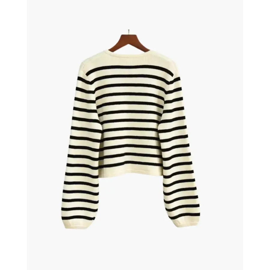 Belgravia striped cashmere vest, side profile showing armhole and drape