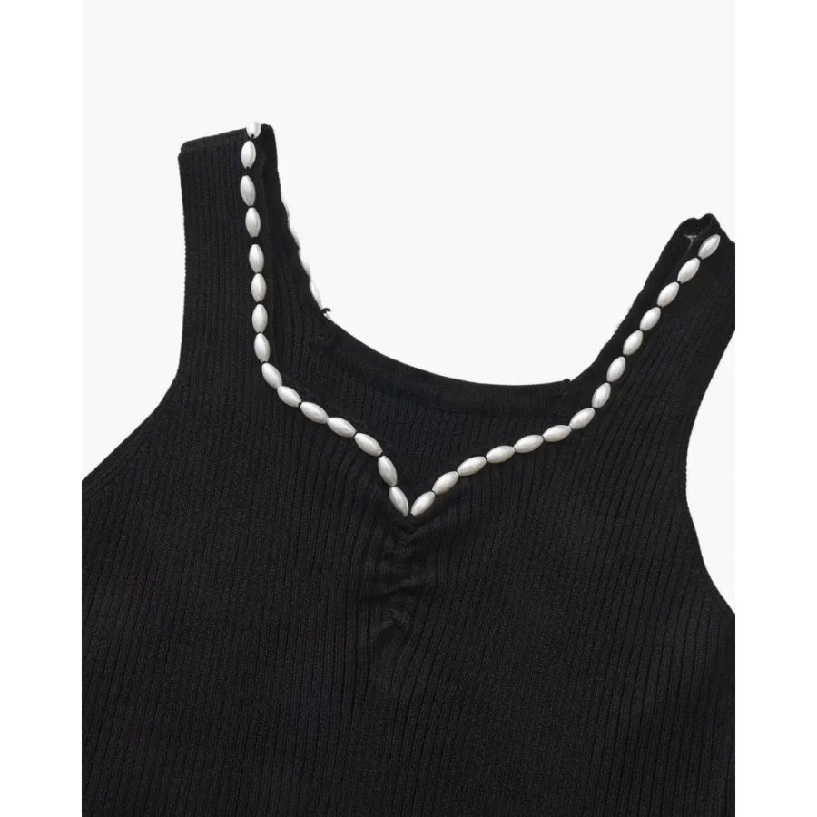 Black Pearl Trim Maxi Dress