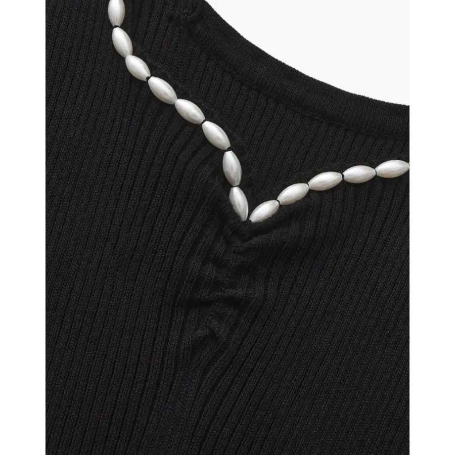 Black Pearl Trim Maxi Dress