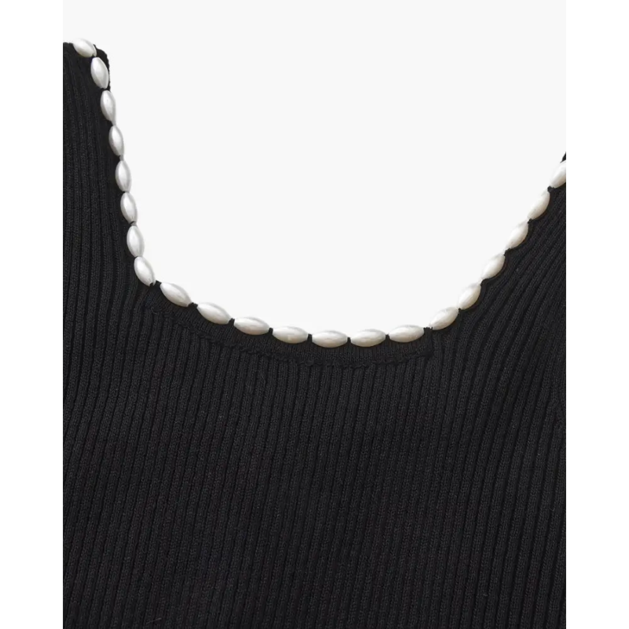 Black Pearl Trim Maxi Dress