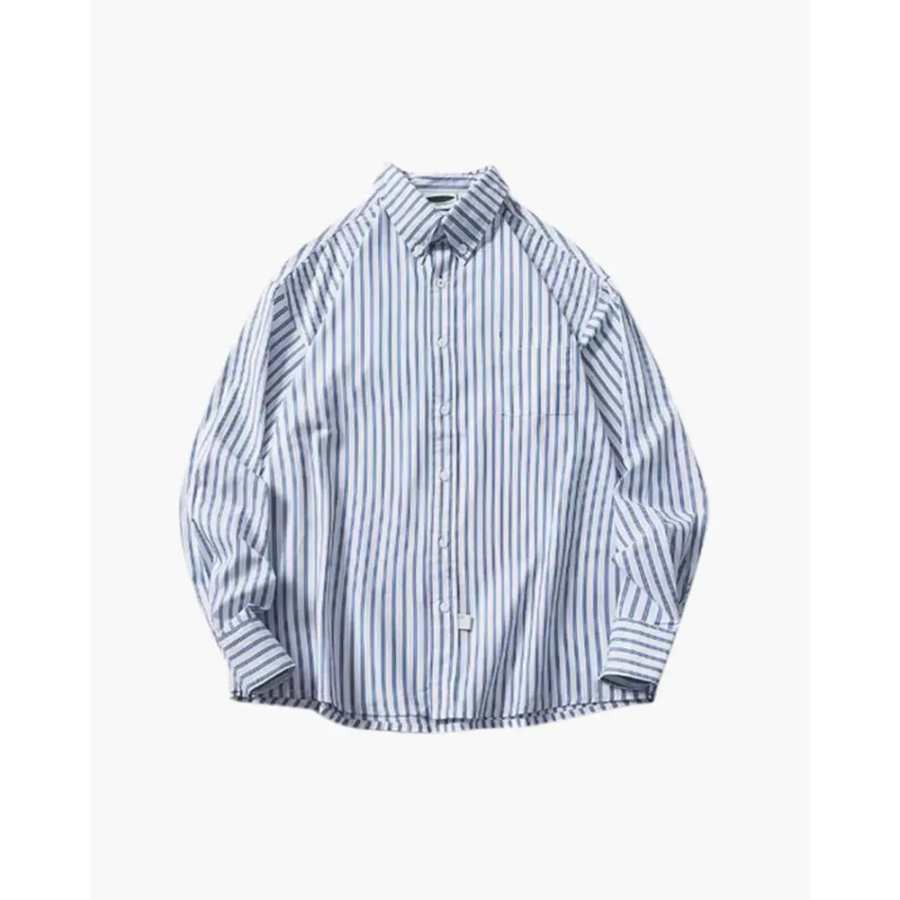 Blue striped cotton overshirt size S, light blue, collar and button placket detail