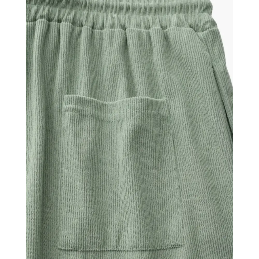 Adjustable drawstring and functional side pocket detail corduroy shorts