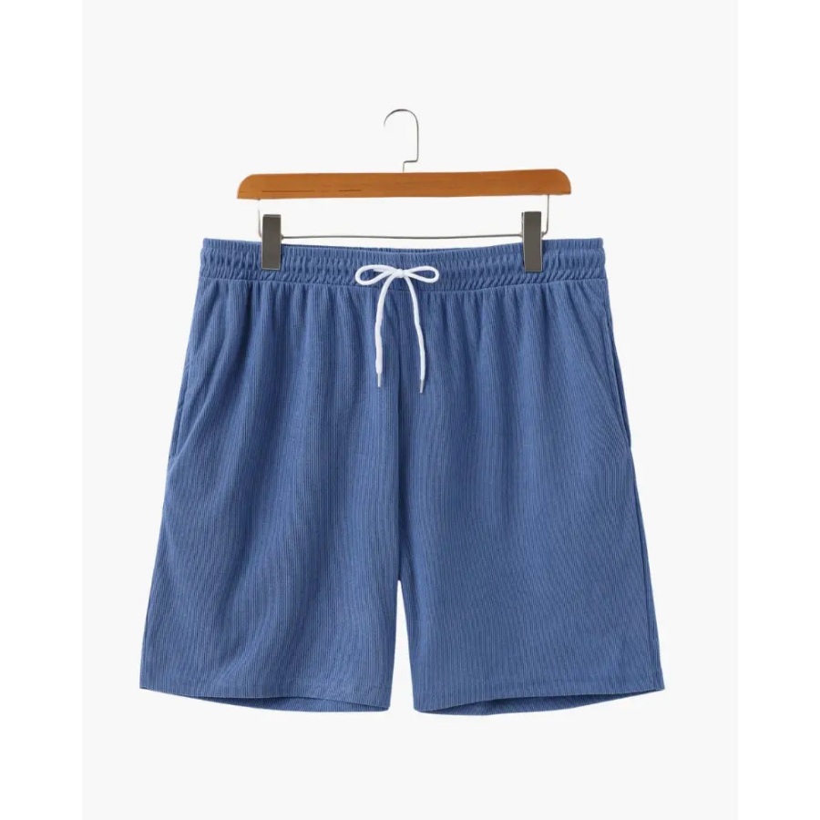 Breezy corduroy shorts in blue, size small, relaxed fit model photo