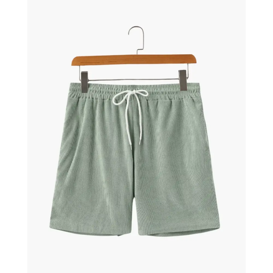 Breezy corduroy shorts in green, size small, flat lay front view