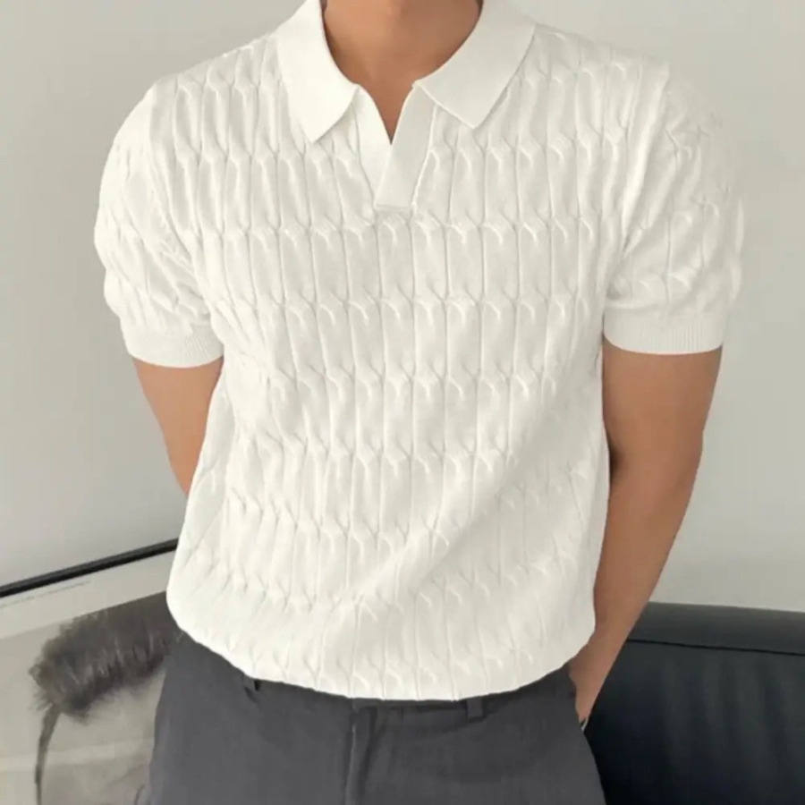 Cable Knit Polo Shirt