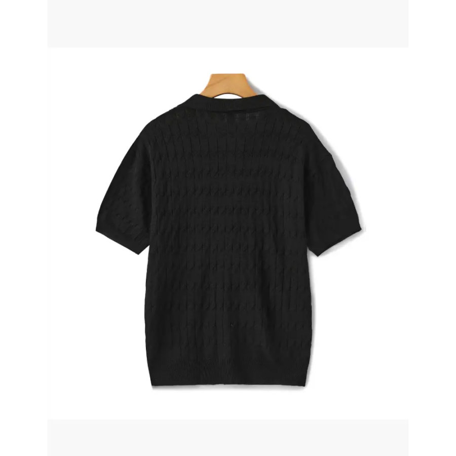 Cable Knit Polo Shirt