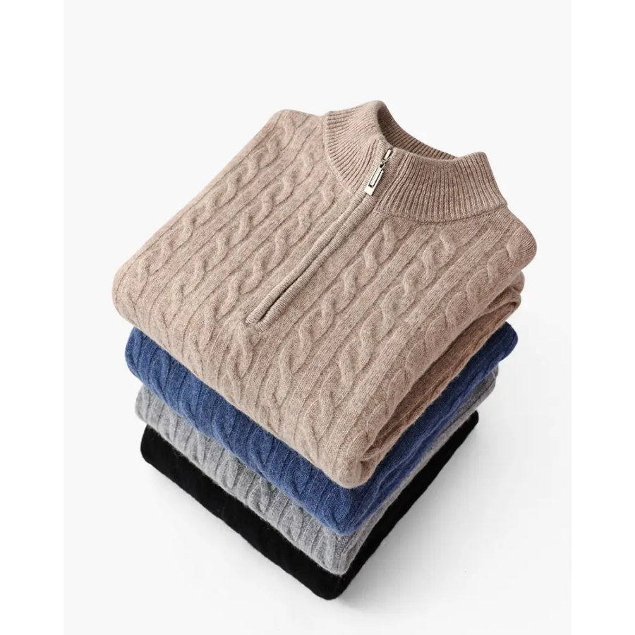 Cashmere Woven Half-Zip Sweater