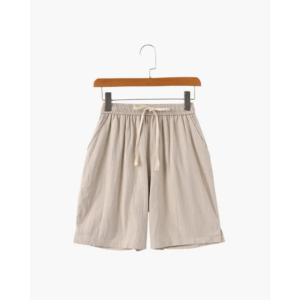 Casual Relaxed Fit Linen Shorts - Beige / M