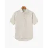 Casual Short Sleeve Linen Shirt - Beige / S