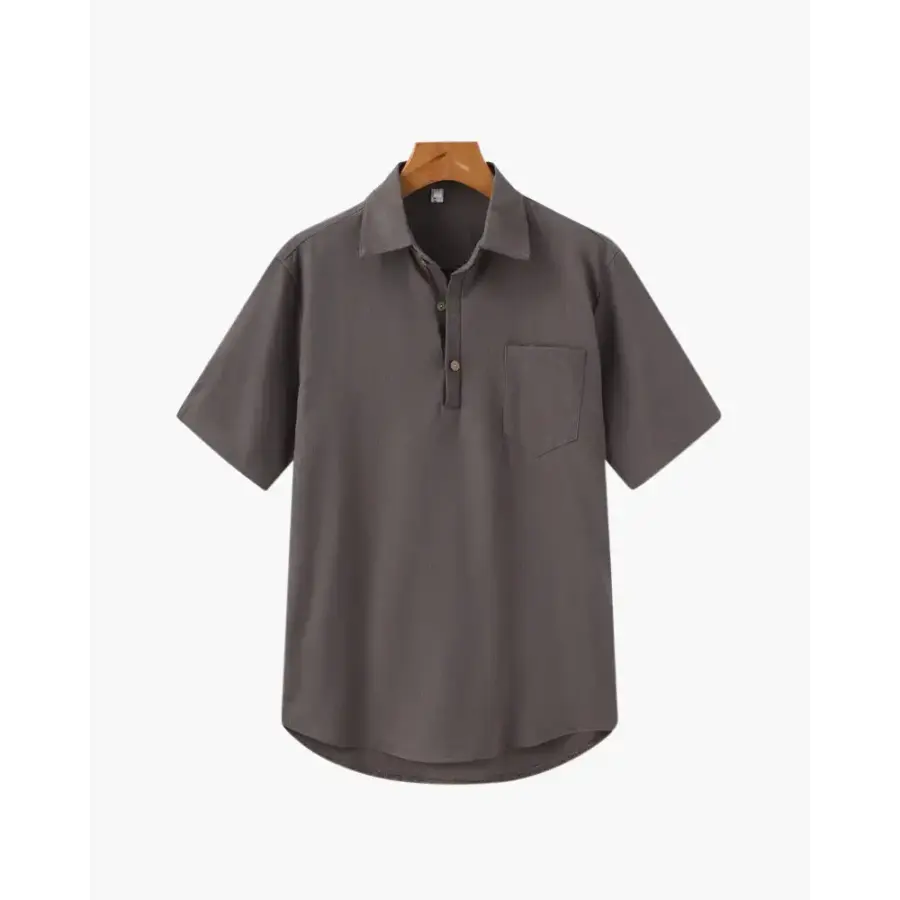 Casual Short Sleeve Linen Shirt - Gray / S