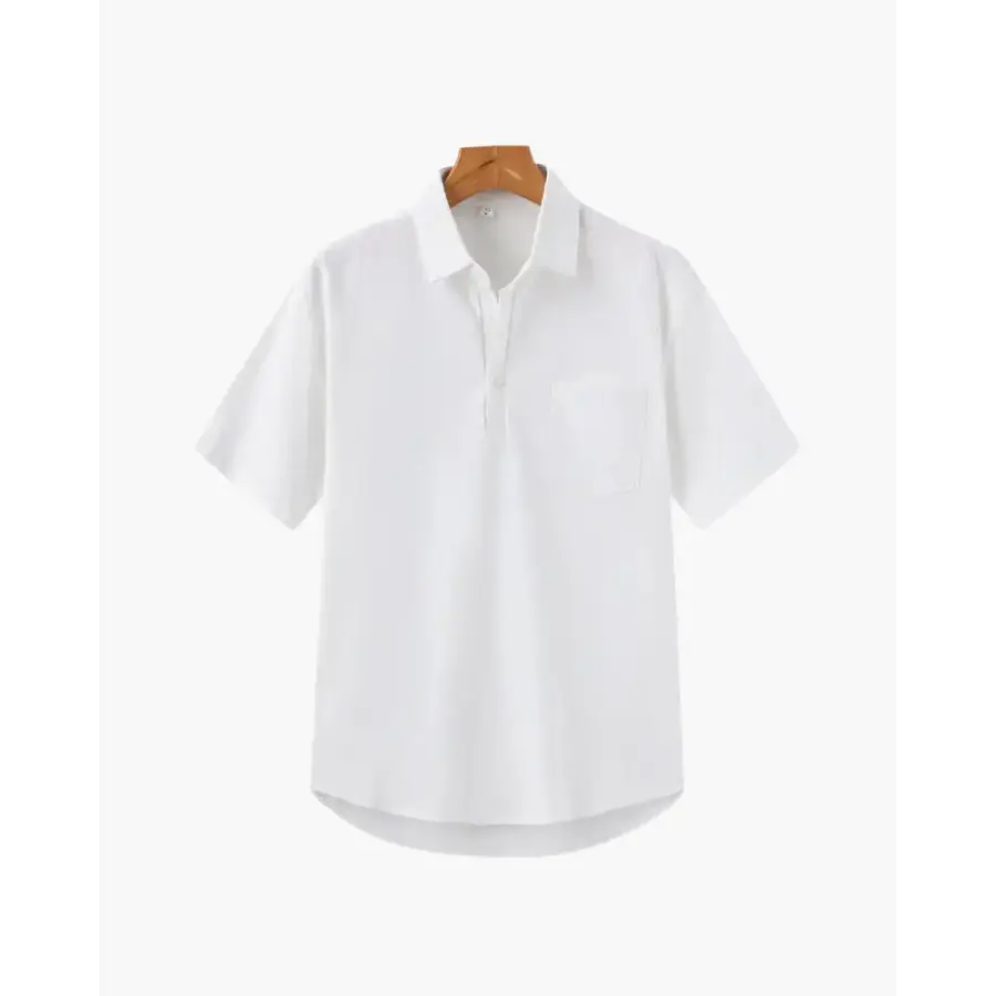 Casual Short Sleeve Linen Shirt - White / S