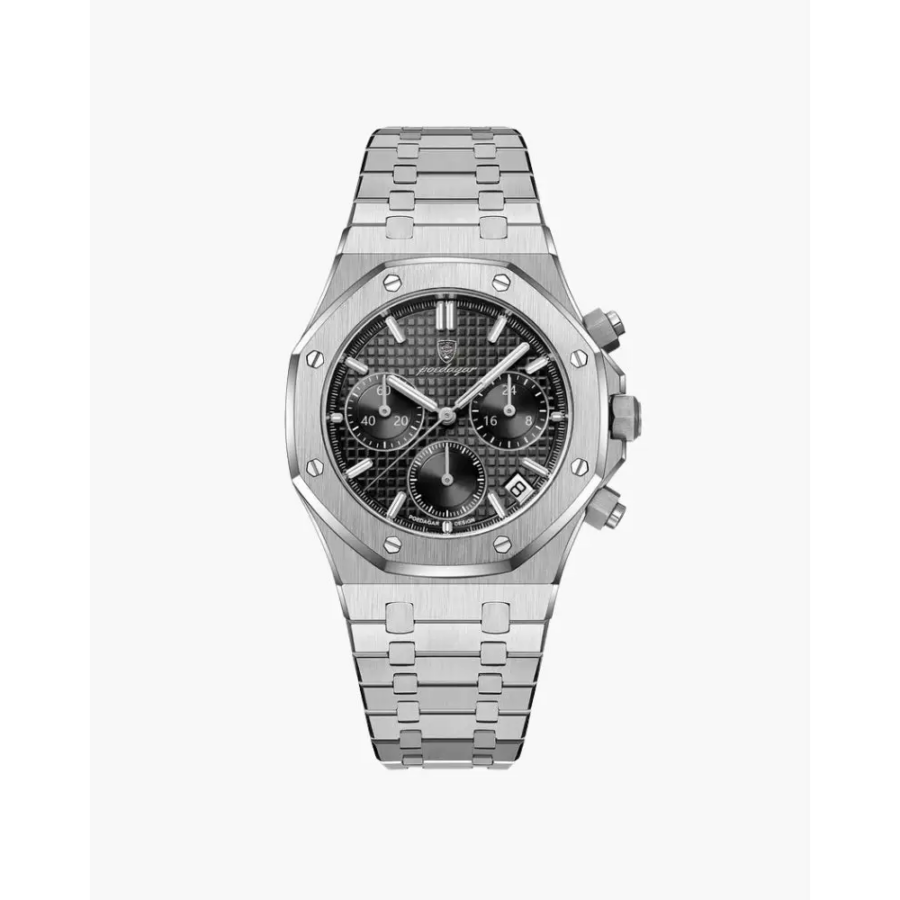 Classic Chronograph Stainless Steel Watch - Black
