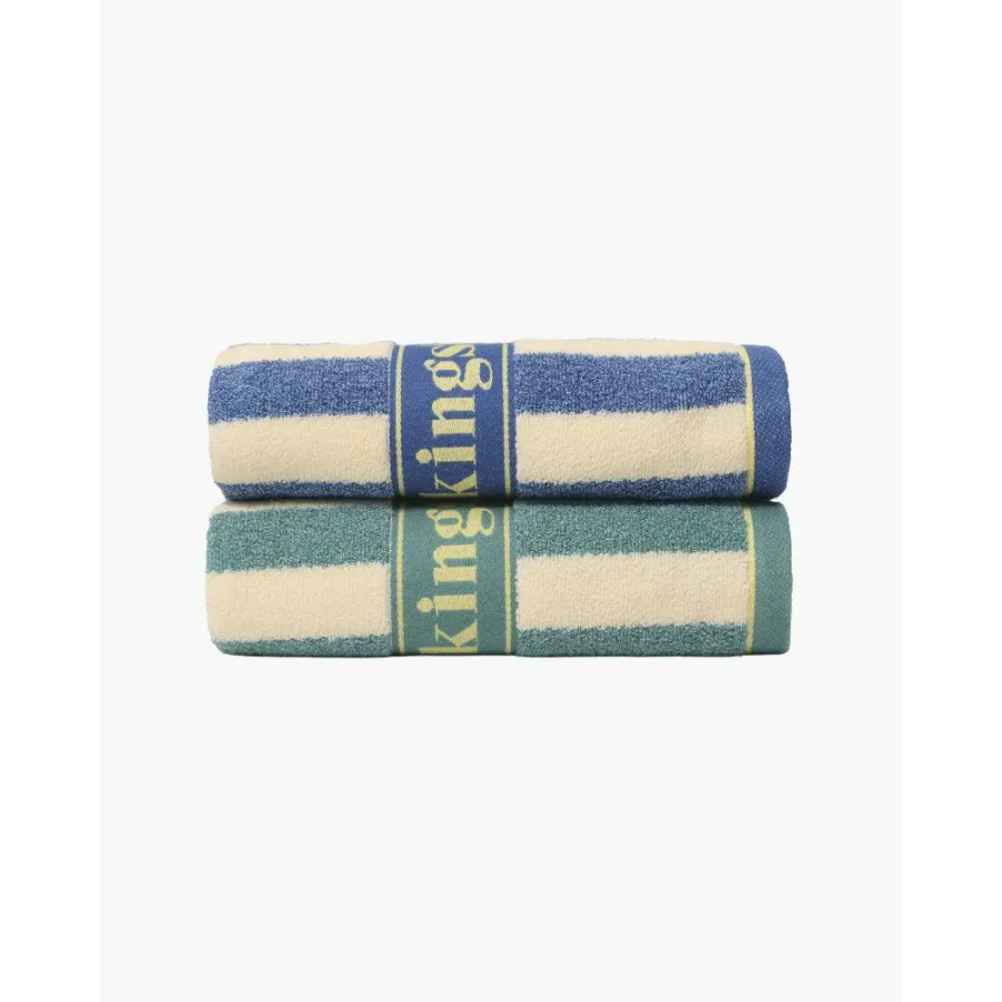 Close-up of navy cotton towel texture, ring-spun terry weave