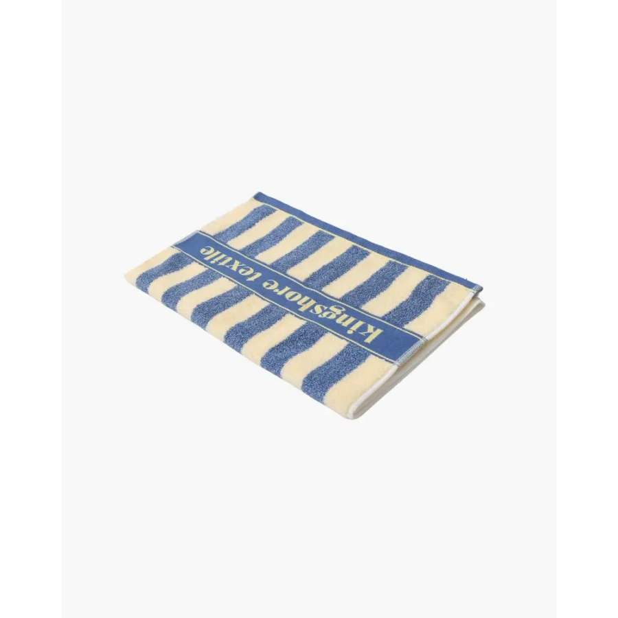 Cotton striped hand towel detail, reinforced border and edge stitching