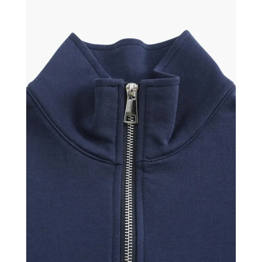 Warm gray half-zip pullover sweatshirt, back view