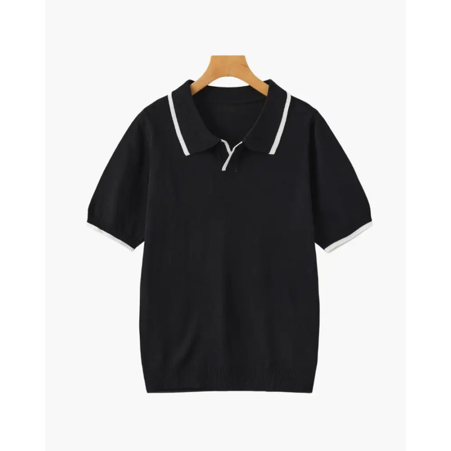 Classic Knit Polo Shirt - Black / XS