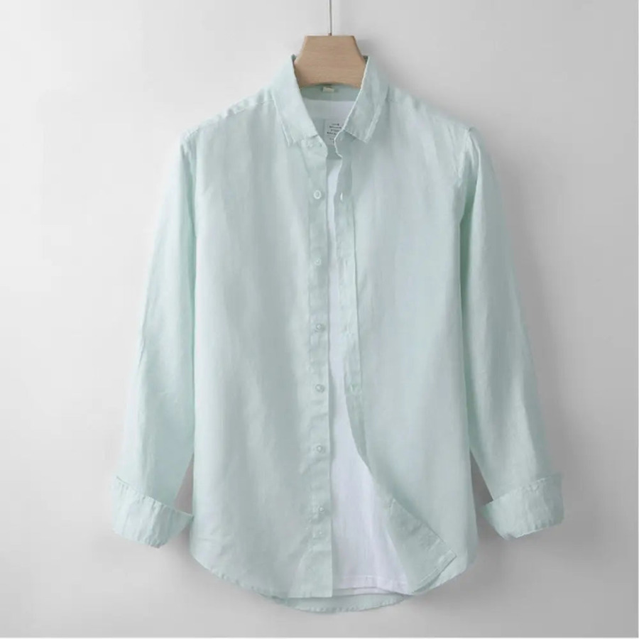 Classic Linen Long Sleeve Shirt - Mist Blue / XS