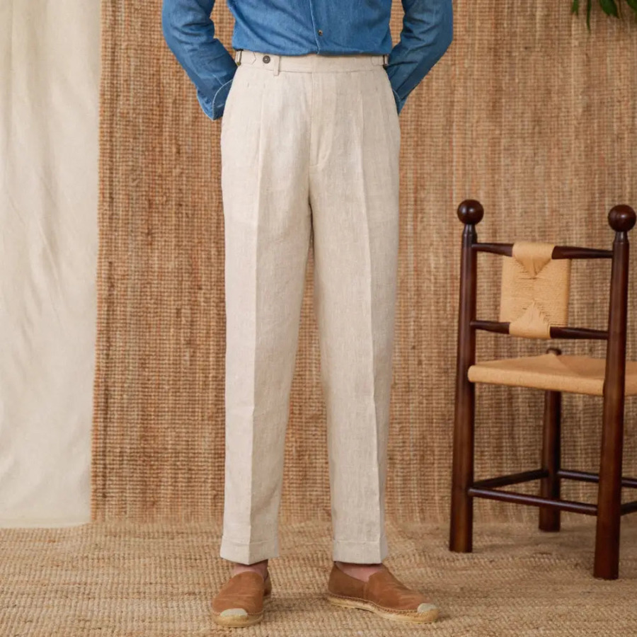 Classic Linen Pleated Trousers