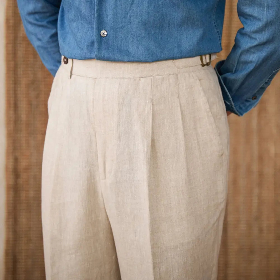 Classic Linen Pleated Trousers