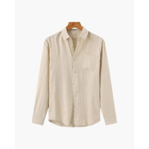 Classic Long Sleeve Linen Shirt - Beige / S