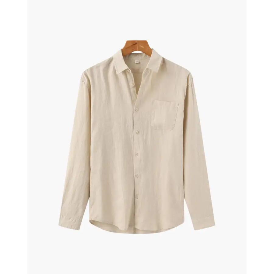 Classic Long Sleeve Linen Shirt - Beige / S