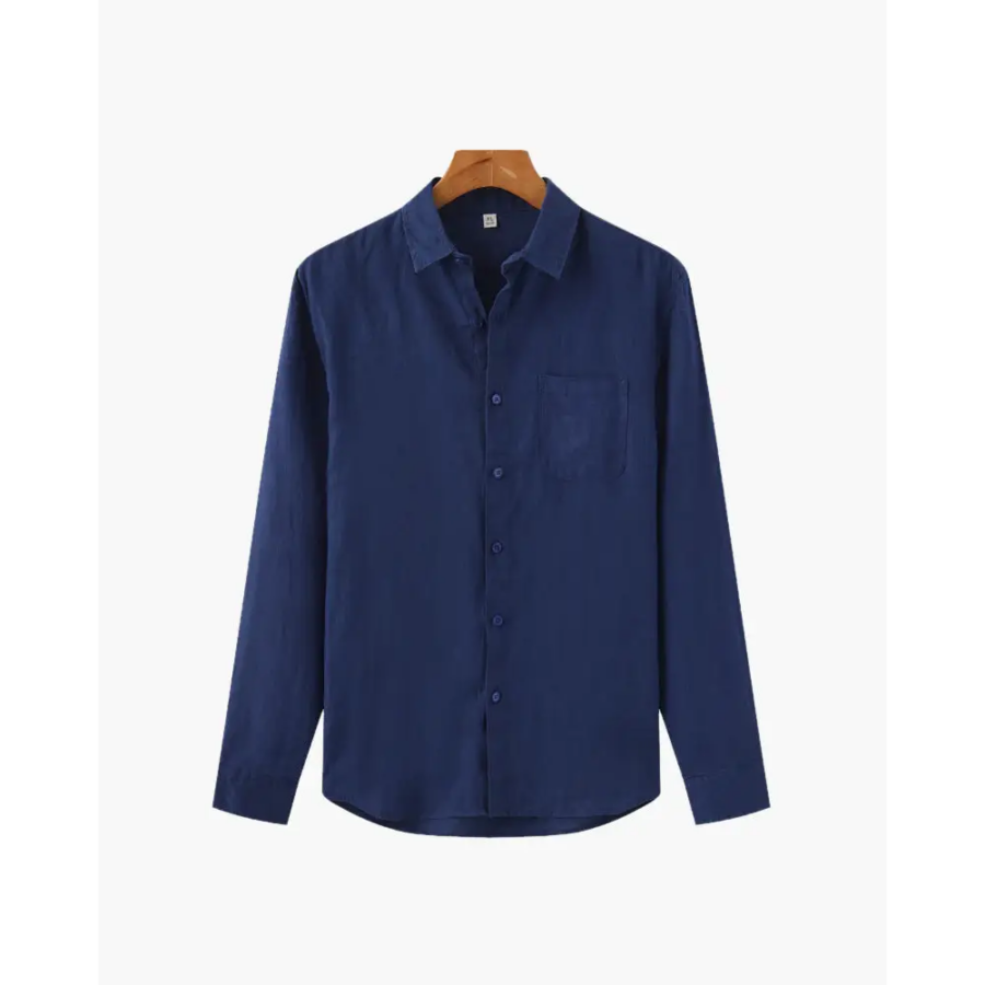 Classic Long Sleeve Linen Shirt - Blue / S