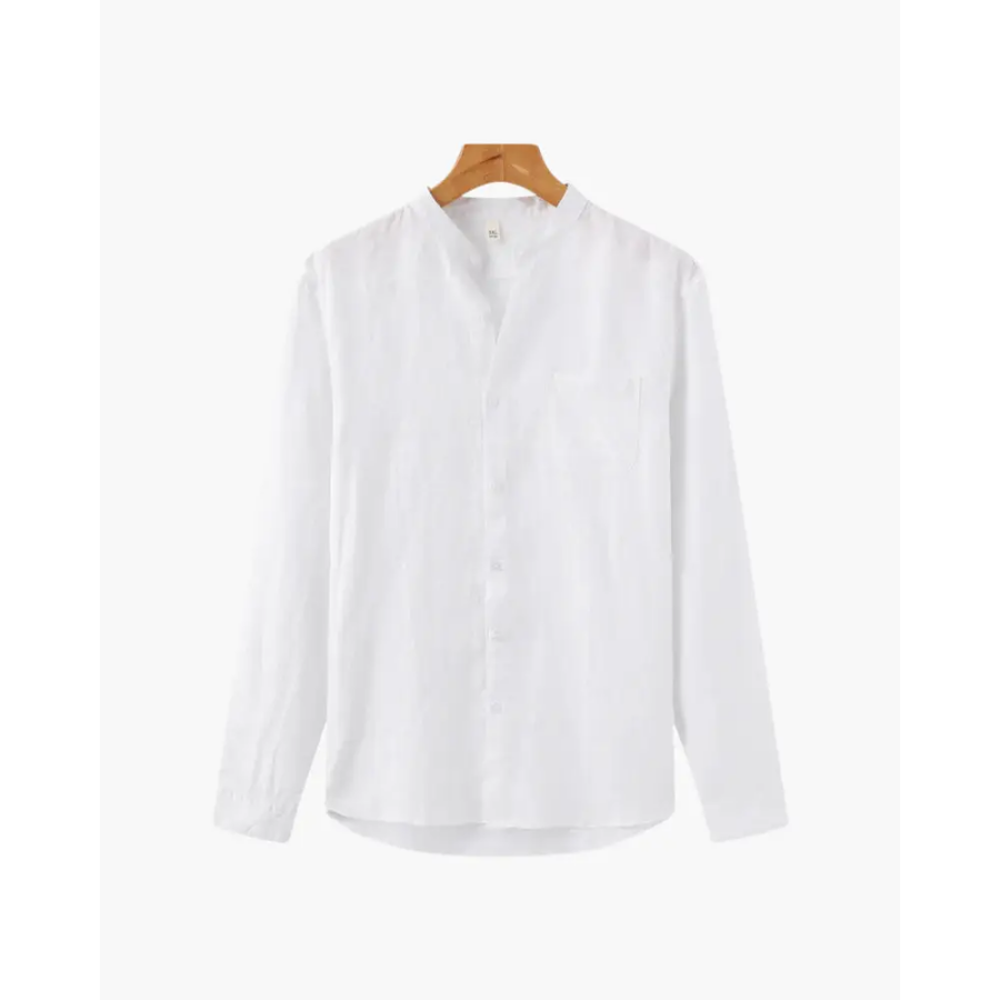 Classic Long Sleeve Linen Shirt - White / S