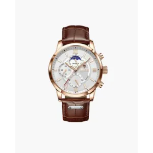 classic-moonphase-chronograph-watch-brown-white-943 Classic Moonphase Chronograph Watch - Brown / White