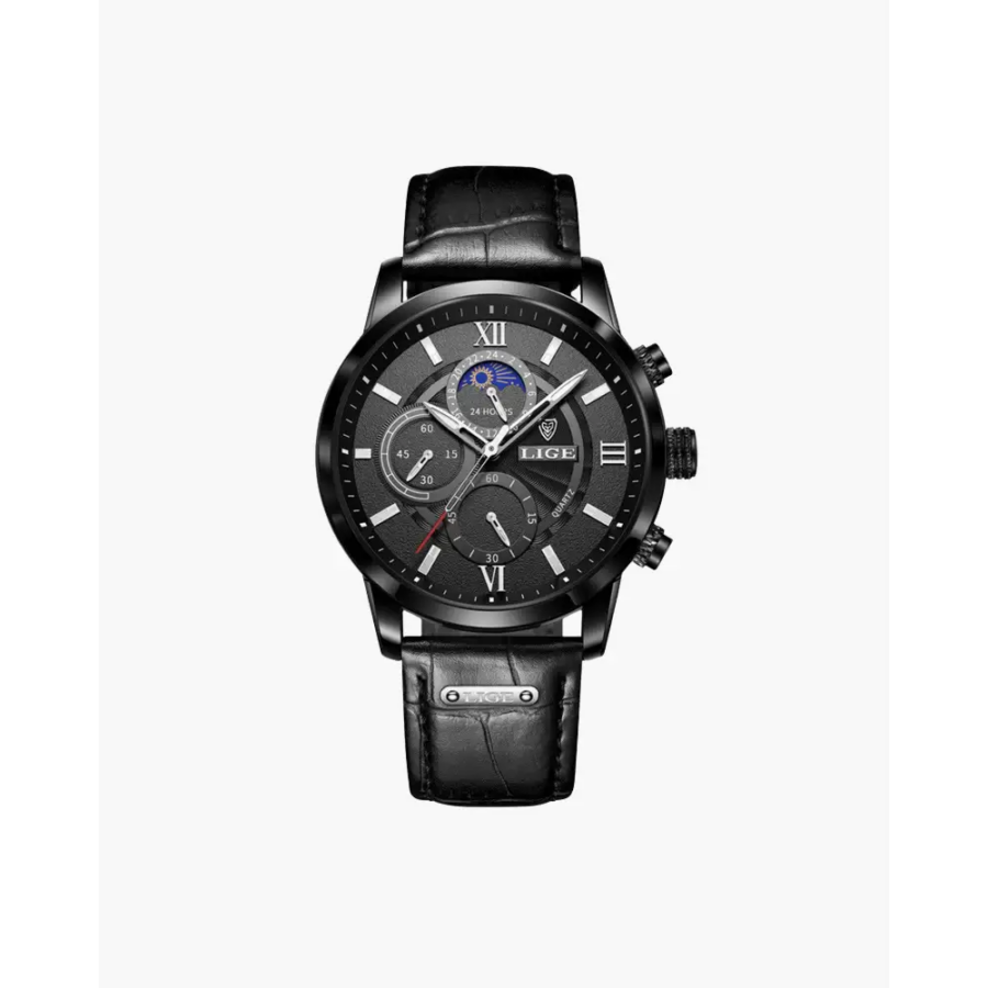 Classic Moonphase Chronograph Watch - Full Black