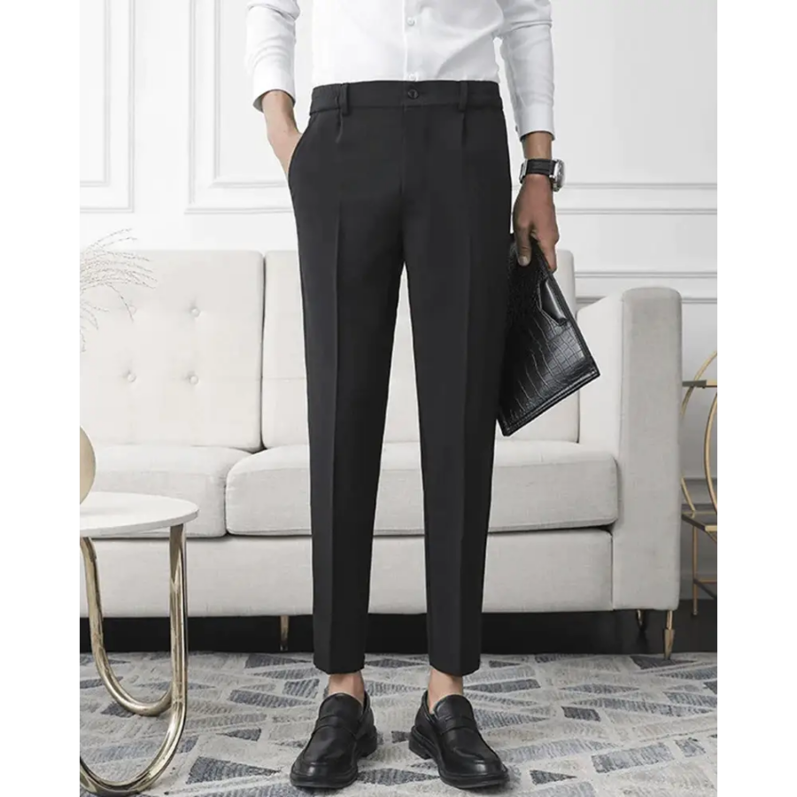 Classic Slim Fit Stretch Pantalon Trousers - Black / XS