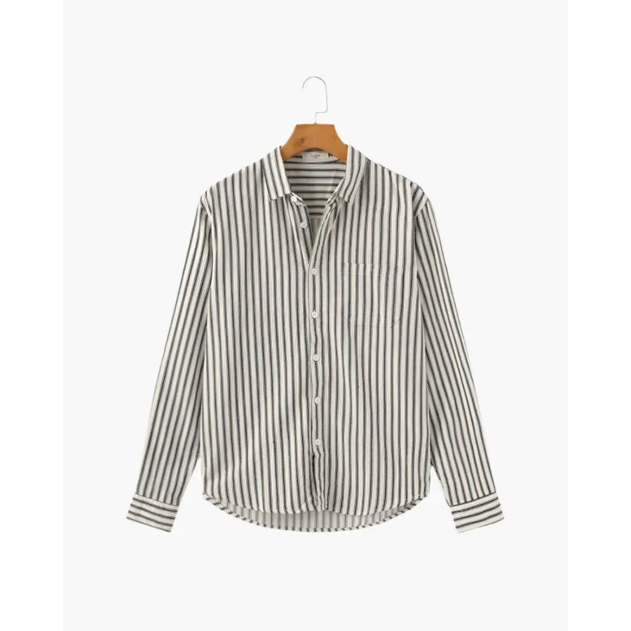 Classic Striped Button-Up Shirt - Green / S