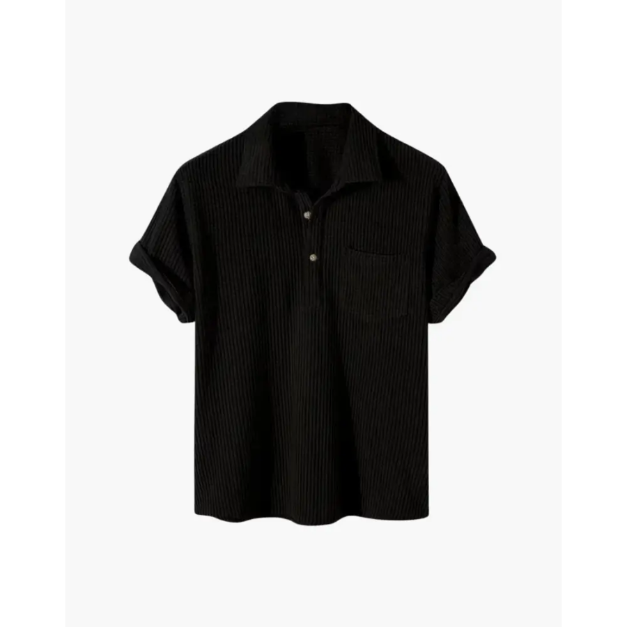 Coastal Breeze Open-Collar Shirt - Black / S