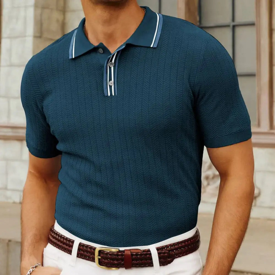 Contrast Trim Knit Polo