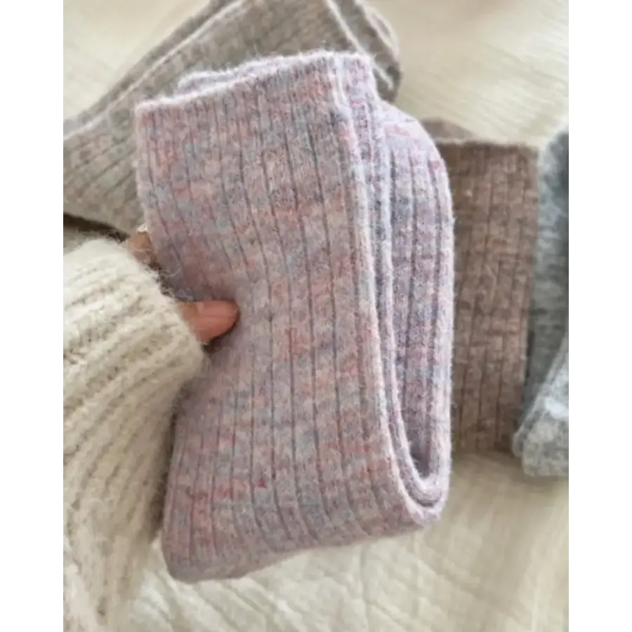 Merino wool knit socks showing two-ply construction detail