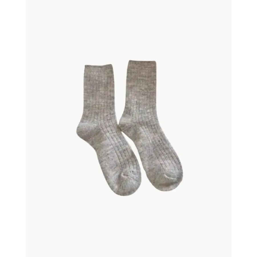 Beige merino wool knit socks, one size, all five colors displayed
